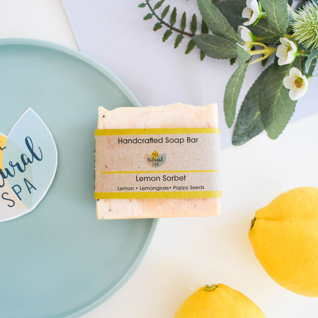 Savon Sorbet Citron | Savon Artisanal Naturel au Citron, à la Citronnelle et aux Graines de Pavot | Soin Vegan et Zéro Déchet | 3 Modèles Disponibles