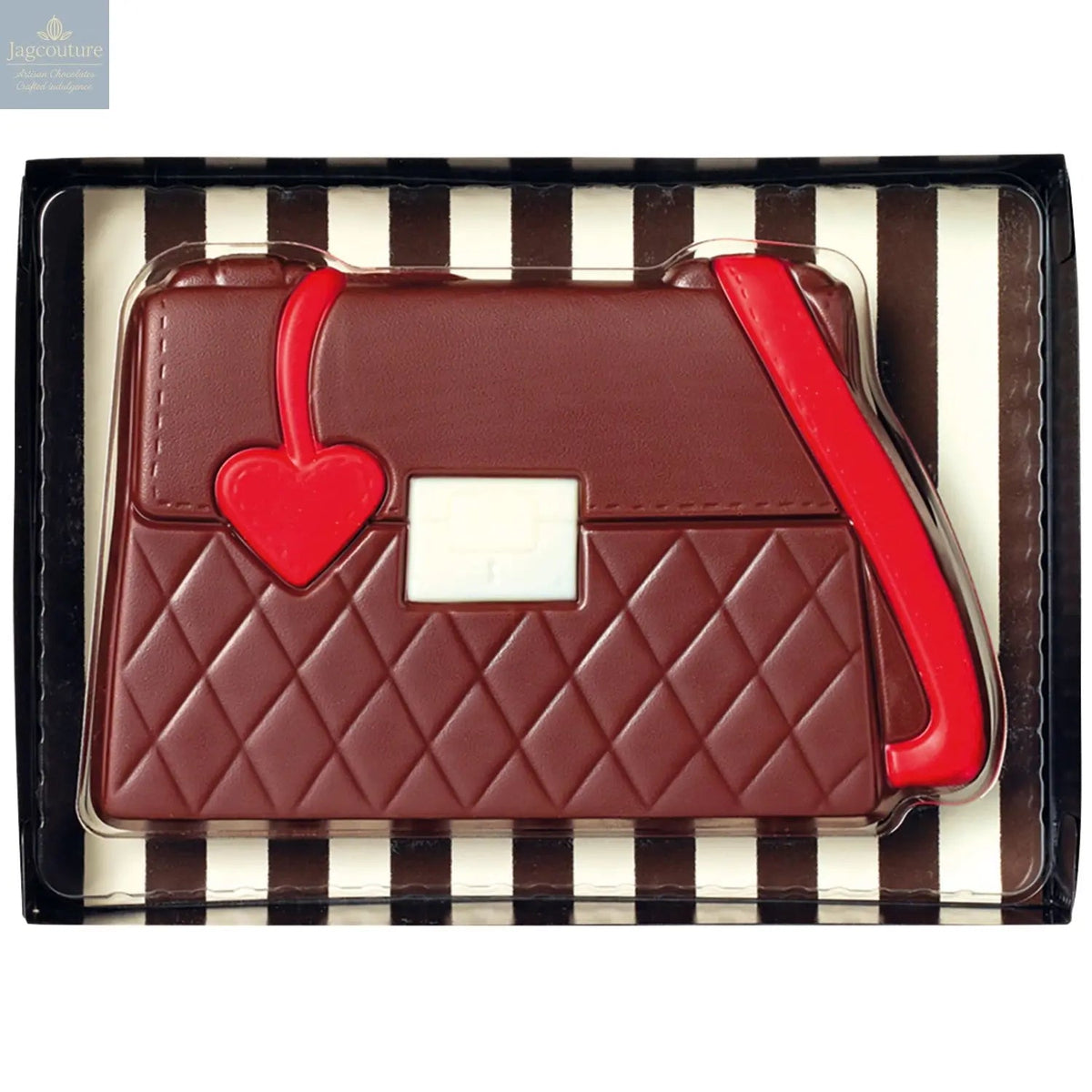 Decorated hollow milk chocolate hand bag in gift box