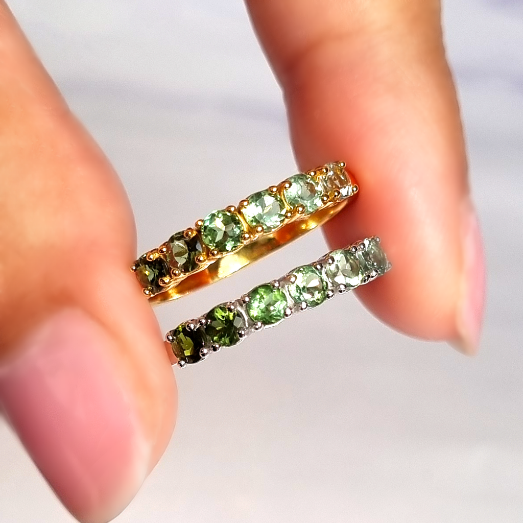 Ombre Green Tourmaline Eternity Band in 18k Gold
