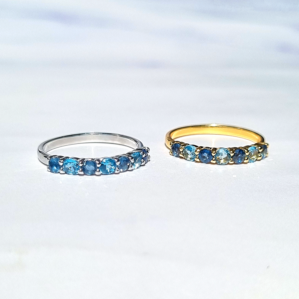 Blue Sapphire & Blue Topaz Half Eternity Band in