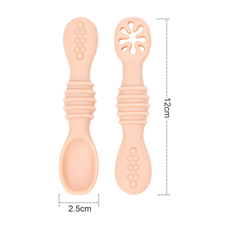 Baby Spoon Fork Set Food Grade Silicone Sticky