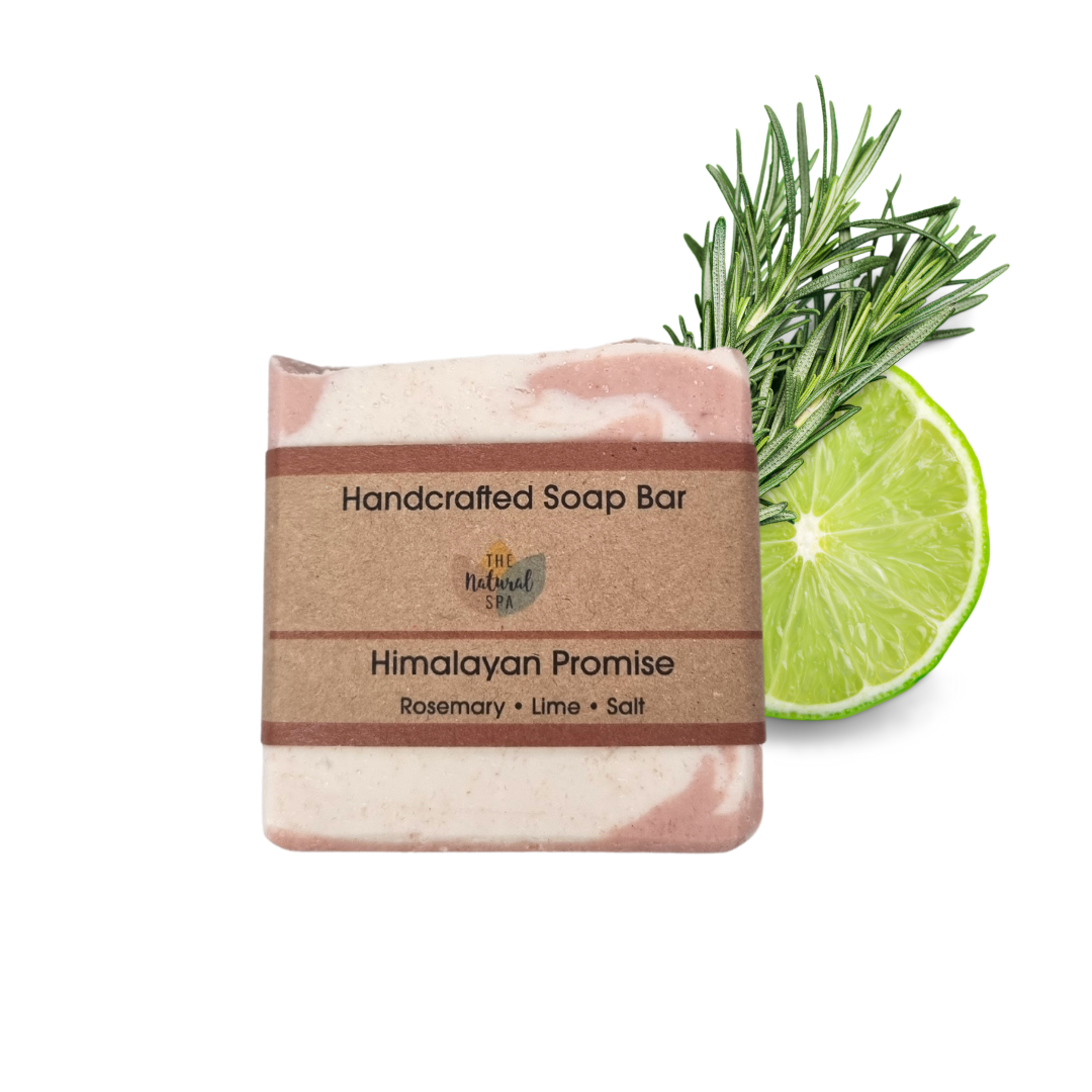 Savon Himalayan Promise | Romarin, citron vert et sel rose de l'Himalaya | Savon artisanal naturel | Soin végétalien sans plastique | 2 styles disponibles