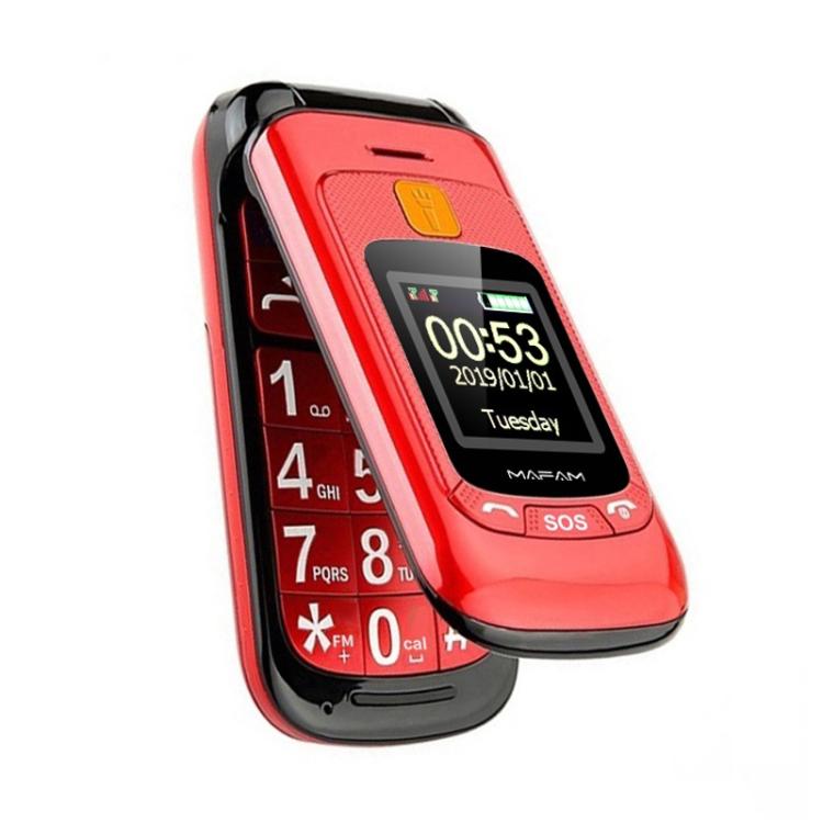 Mafam F899 Flip Phone, 2.4 inch, 32MB+32MB, Support FM, SOS, GSM, Family Number, Big Keys, Dual SIM, EU Plug, EU Plug