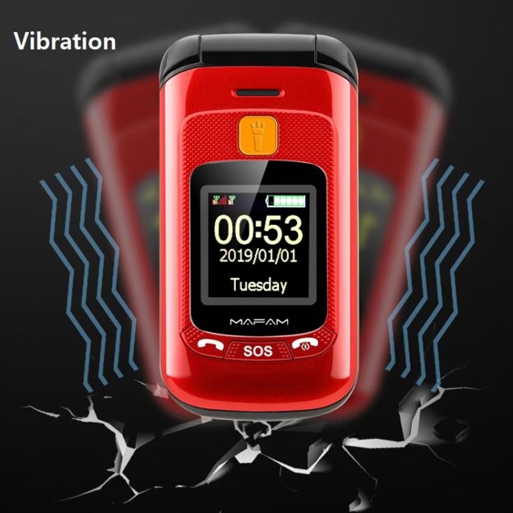 Mafam F899 Flip Phone, 2.4 inch, 32MB+32MB, Support FM, SOS, GSM, Family Number, Big Keys, Dual SIM, EU Plug, EU Plug