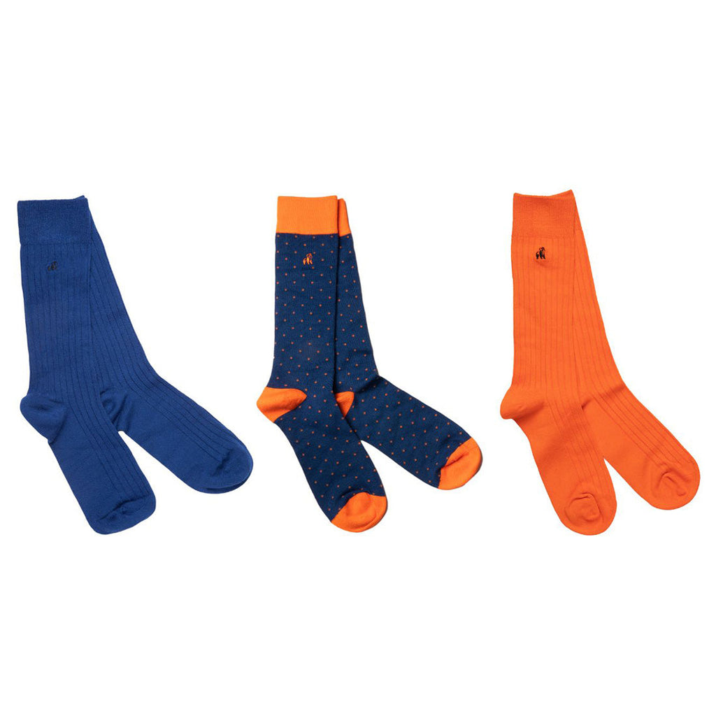 Orange and Blue Sock Box - 3 Pairs of Bamboo Socks