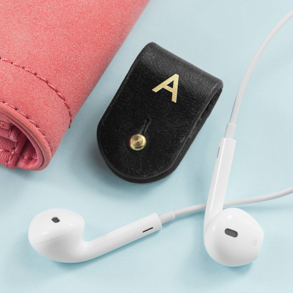 Personalised Leather Earphone Holder