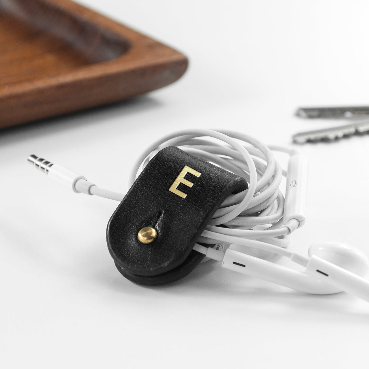 Personalised Leather Earphone Holder