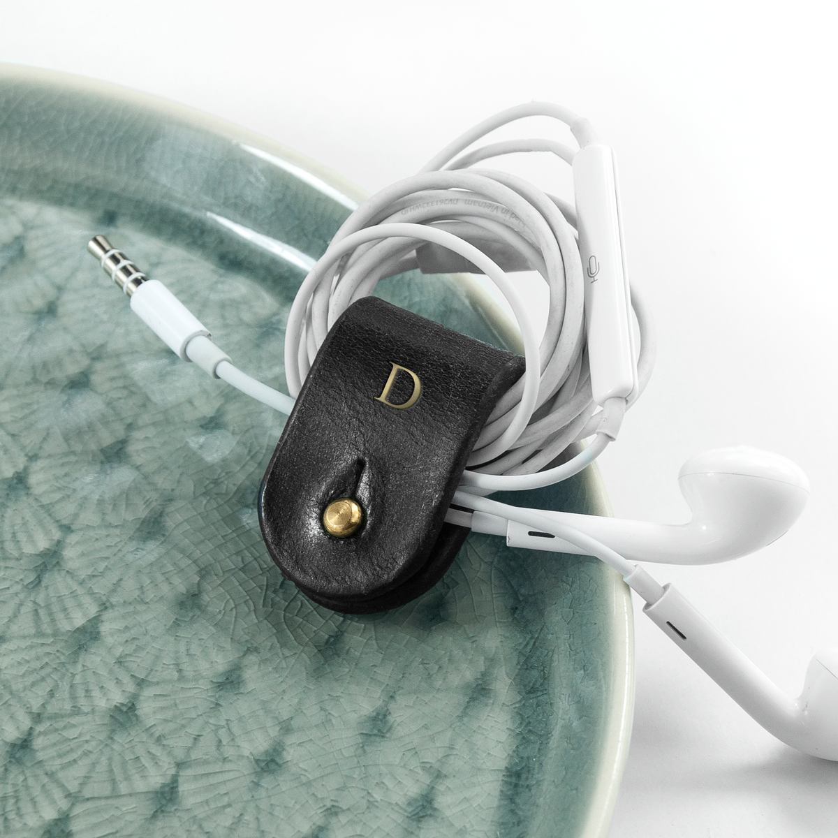 Personalised Leather Earphone Holder