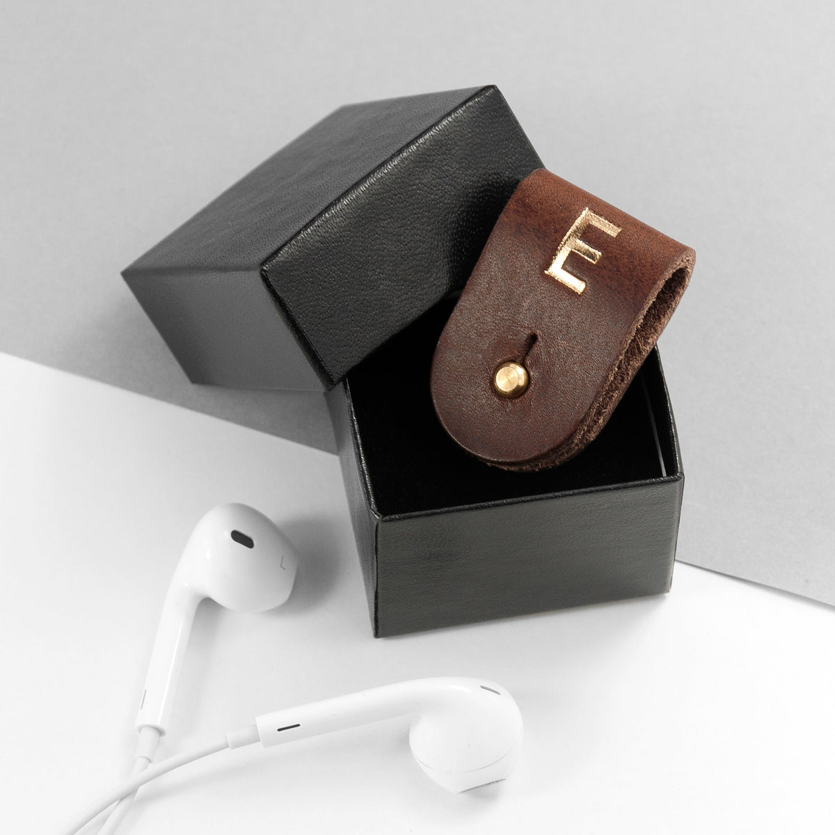 Personalised Leather Earphone Holder