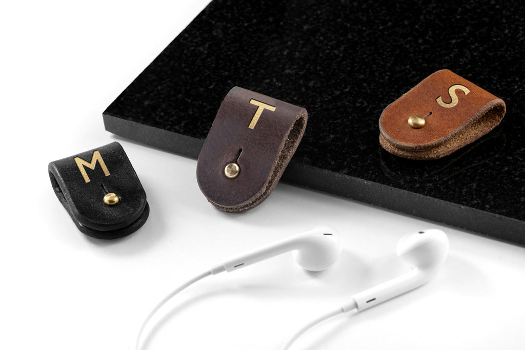 Personalised Leather Earphone Holder