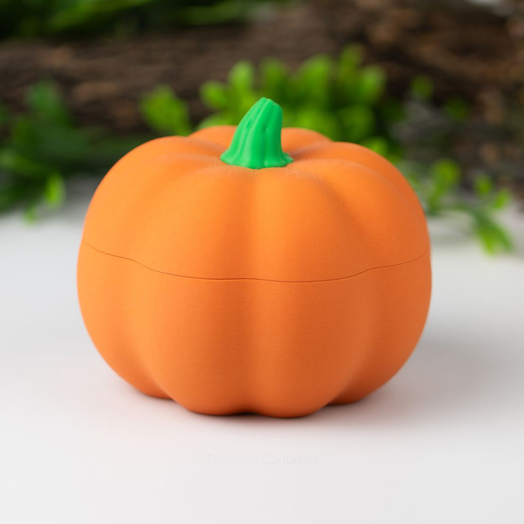 3D Printed Pumpkin Container with Skeleton Figurine
