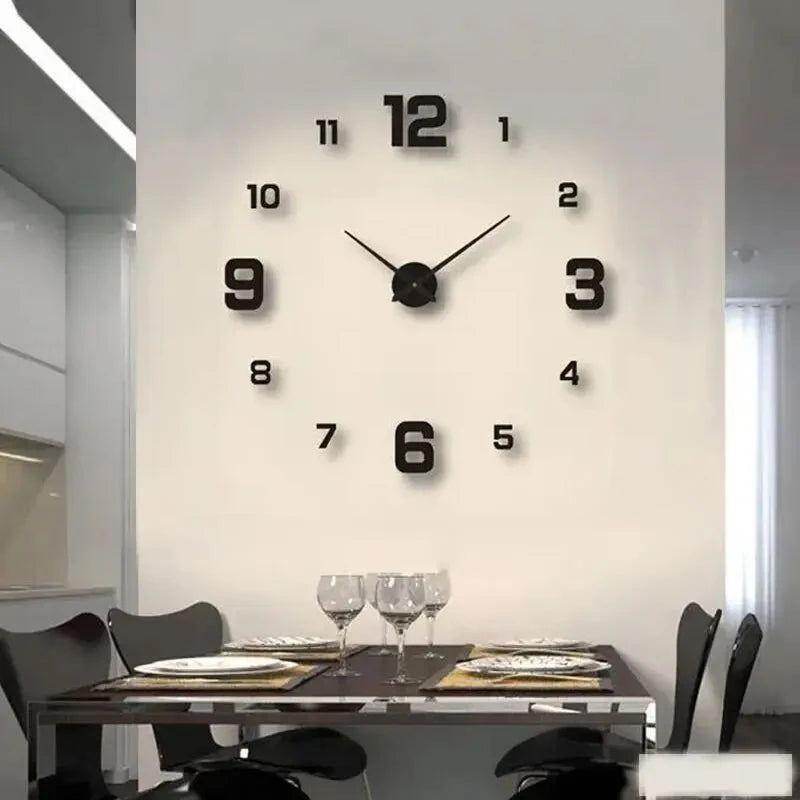 Horloge Murale Créative sans Cadre DIY Sticker Mural Maison