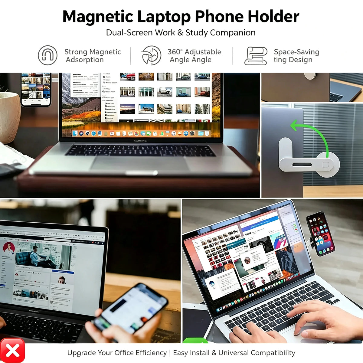 Magnetic Laptop Phone Holder Computer Monitor