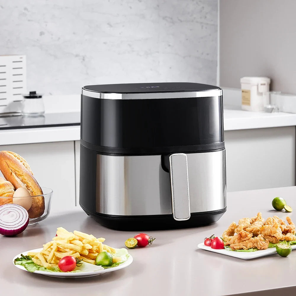 Friteuse à air chaud KOMORE 6L avec écran tactile intelligent, panier antiadhésif, minuterie de 60 minutes et température réglable de 80°C à 200°C