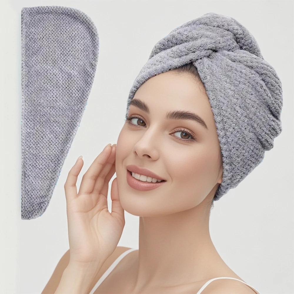 Solid Color Hair Towel Textured Dry Hair Cap 9.8'