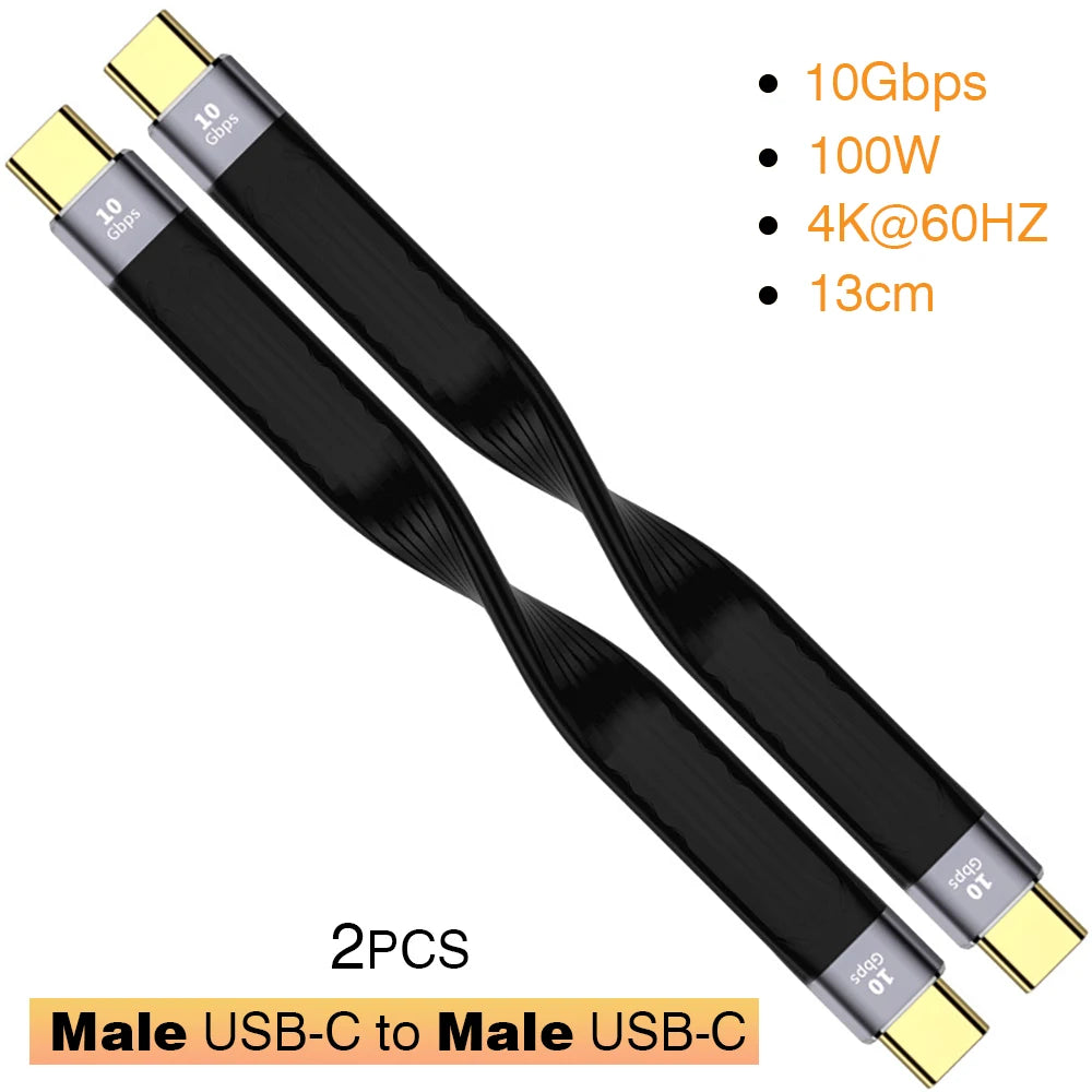 USB3.1 10Gbps Short Cable 13cm PD 100W USB
