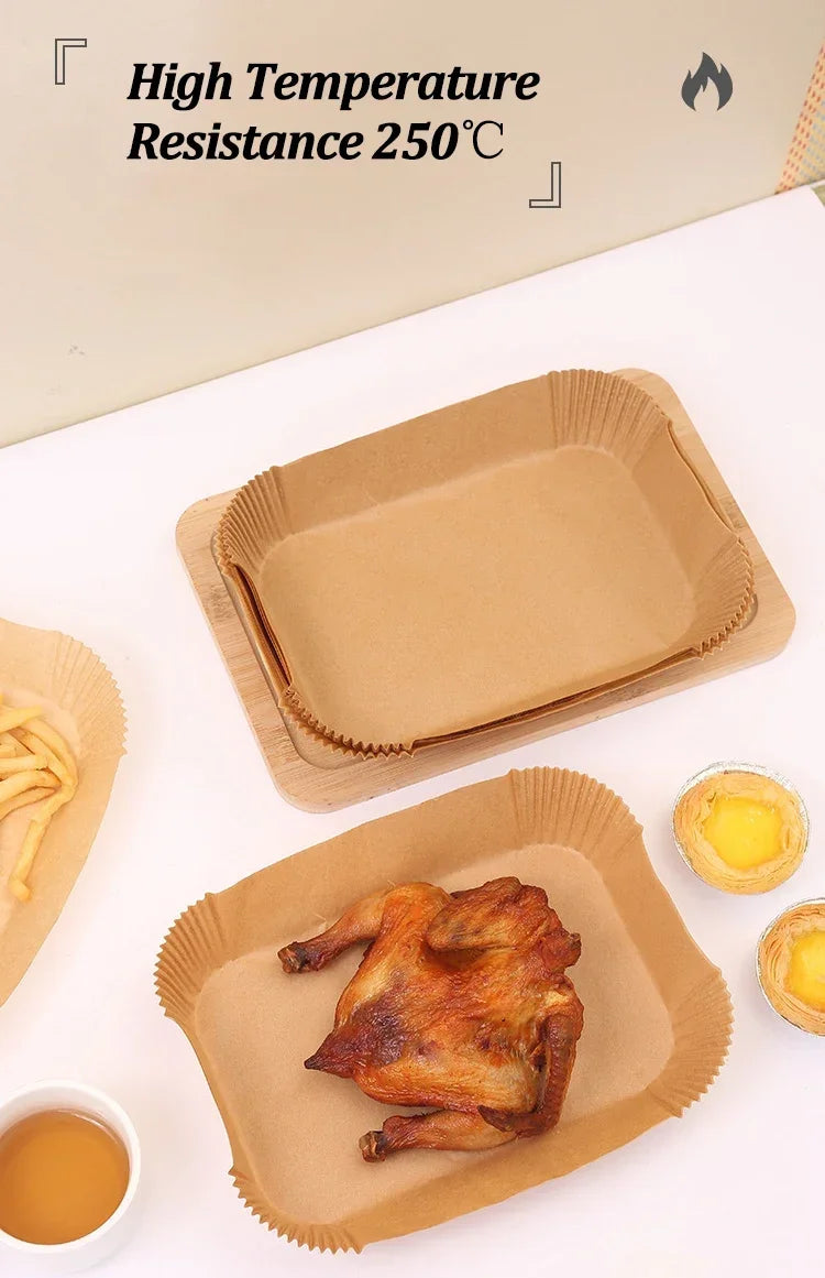 Papier jetable pour friteuse à air chaud, tapis de cuisson antiadhésif, résistant à l'huile, pour micro-ondes et barbecue, doublure en papier sulfurisé, accessoires.