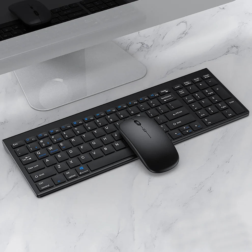 Slim Rechargeable Bluetooth Keyboard and Mouse Set for