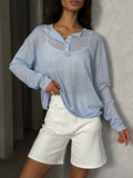 Women's Long Sleeve Loose Knitted Soft T - Shirt Top