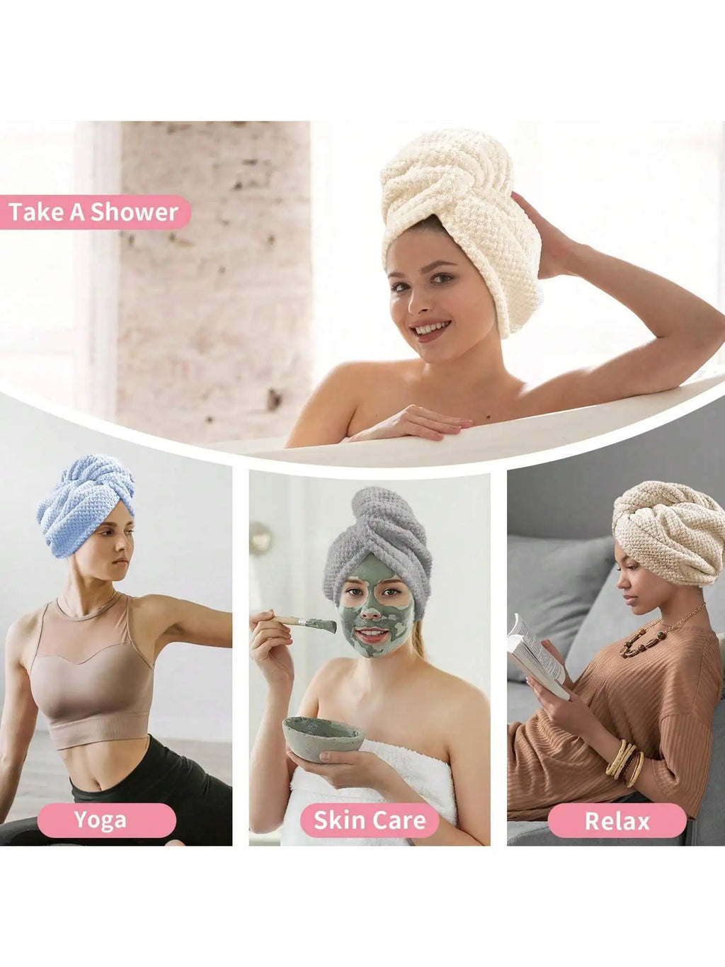 Solid color hair towel Textured dry hair cap 9.8