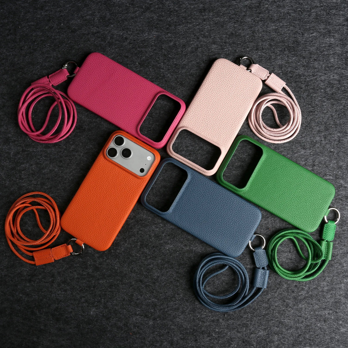 Genuine Leather Crossbody iPhone Case with Lanyard