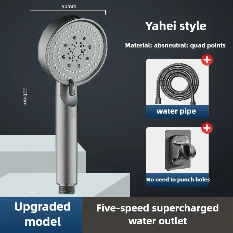 Black 5 Modes Shower Head Adjustable High