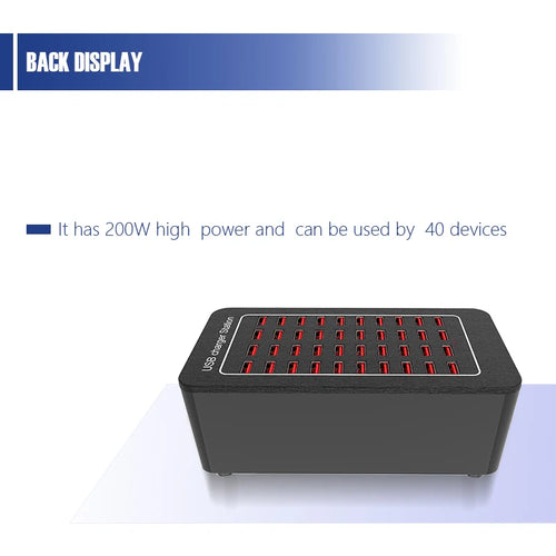 Station de recharge USB 40 ports pour une variété de 9