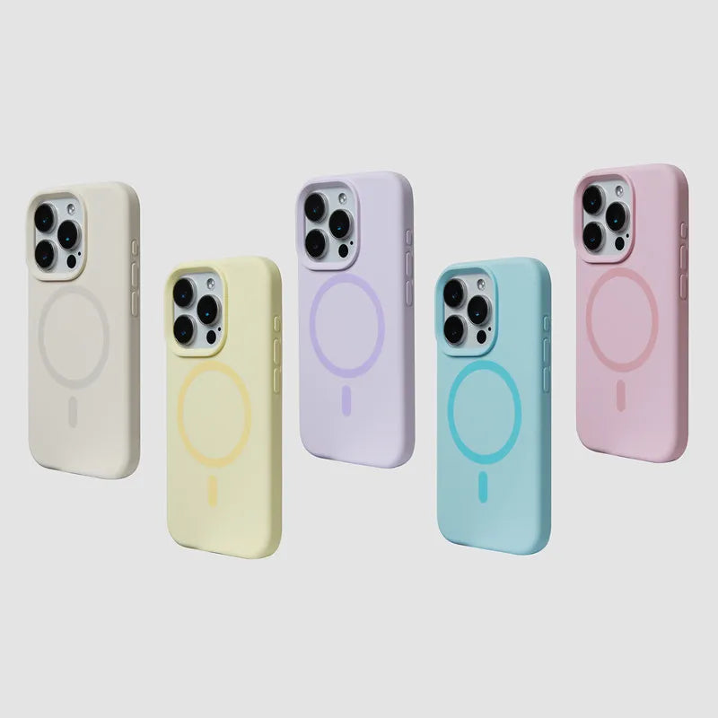 Coque magnétique en silicone liquide uni pour MagSafe
