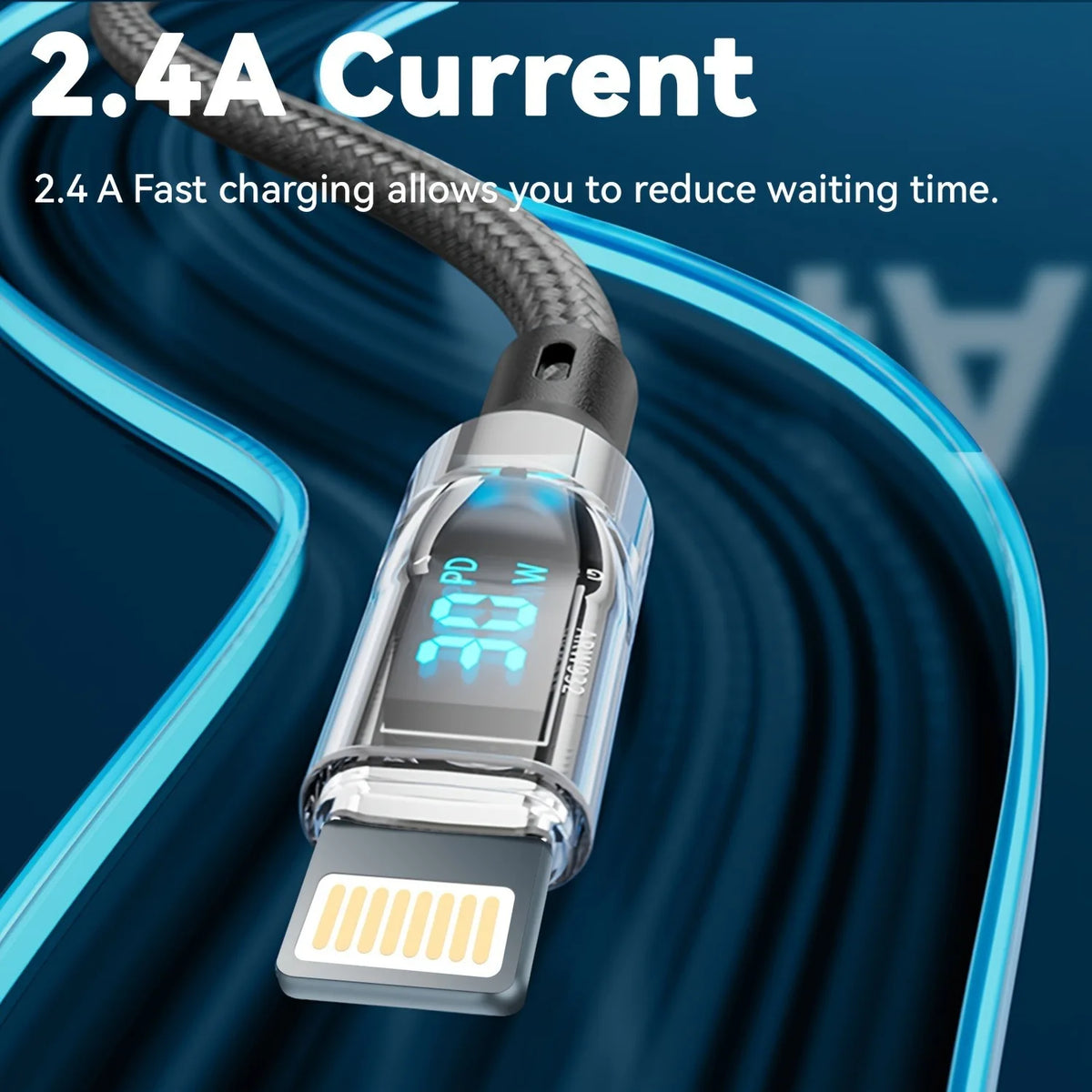 PD 27W Fast Charge Cable LCD Display Transparent