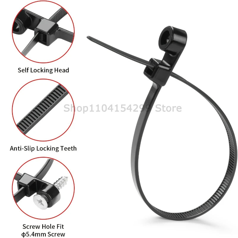Colliers de serrage en nylon avec trou de fixation par vis