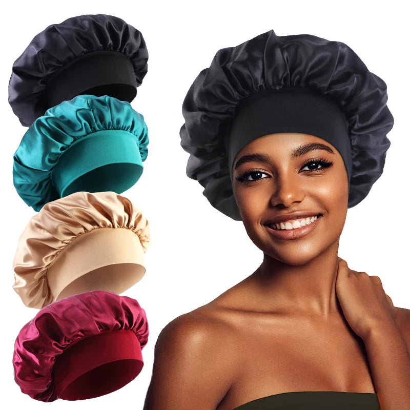 New Satin Wide Brim Nightcap Silky Bonnet Hair