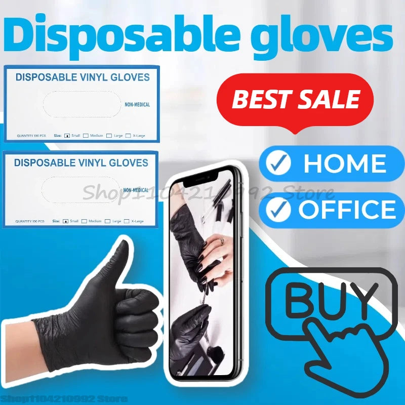 Gants en latex noirs S/M/L/XL Gants en PVC jetables
