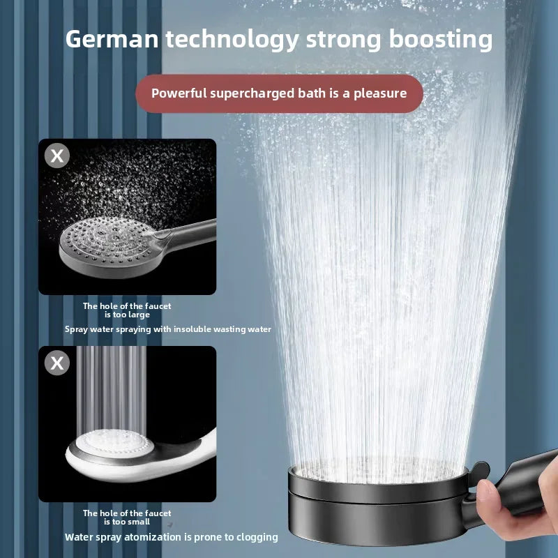 Black 5 Modes Shower Head Adjustable High