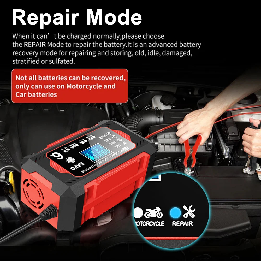 EAFC 12V 6A Large Screen Car Battery Charger