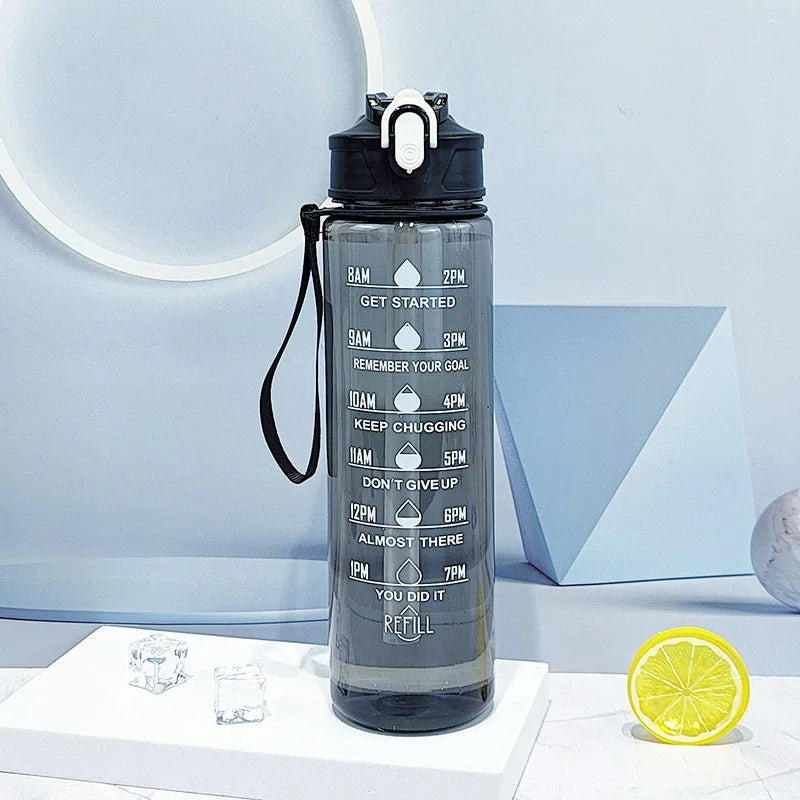 Sports Water Bottle with Time - Tracking Straw Leak