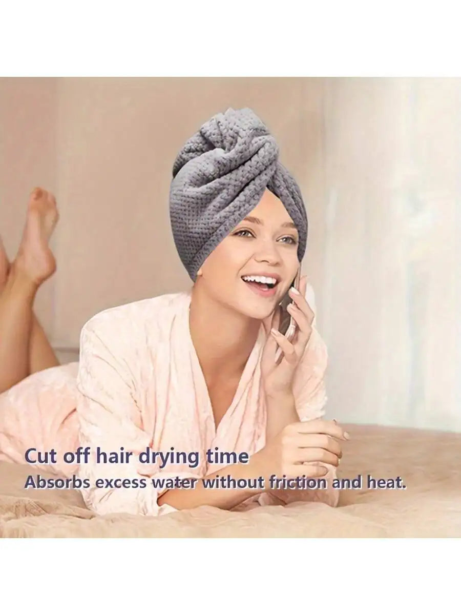 Solid color hair towel Textured dry hair cap 9.8