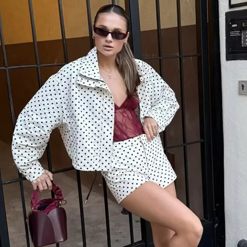 HXAO Polka Dot Bomber Jacket Women's Jackets Demi