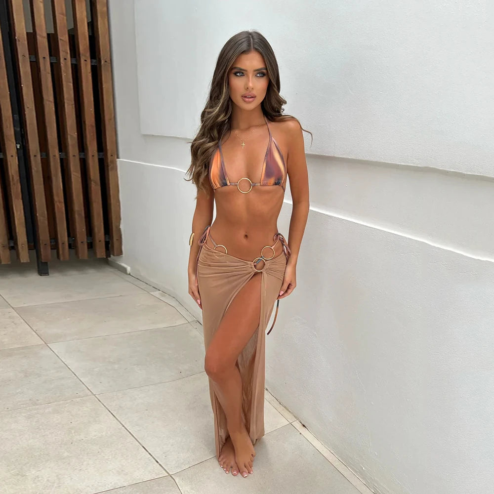 Sexy Print 3 Pieces Micro Bikinis Women Swimsuit