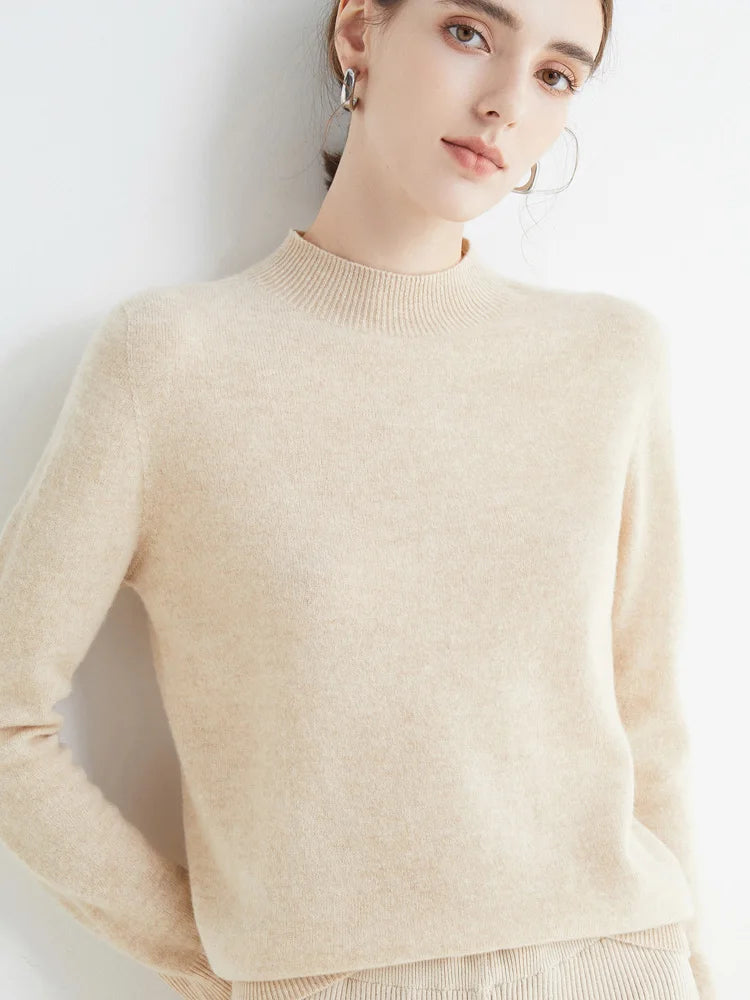 Women's Mock - Neck Casual Knit Pullover Soft Top