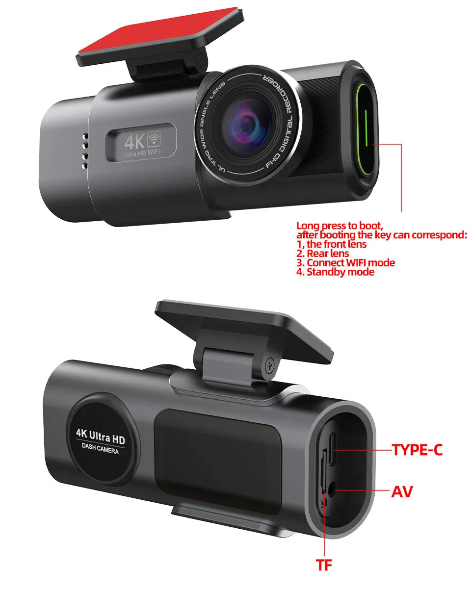 Dash Cam 4K UHD Recording Car Camera DVR Night