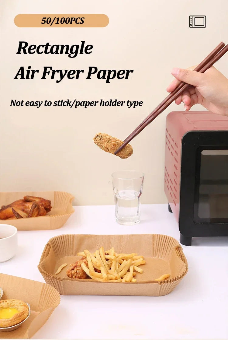 Papier jetable pour friteuse à air chaud, tapis de cuisson antiadhésif, résistant à l'huile, pour micro-ondes et barbecue, doublure en papier sulfurisé, accessoires.