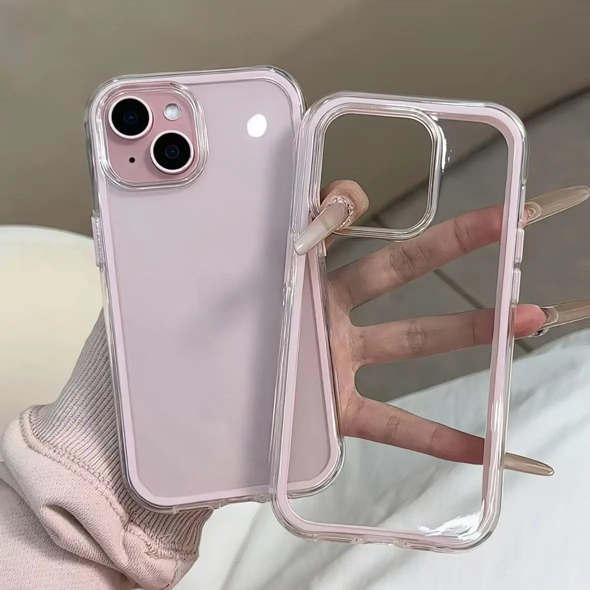 Luxury Candy Color Frame Clear Back Phone Case