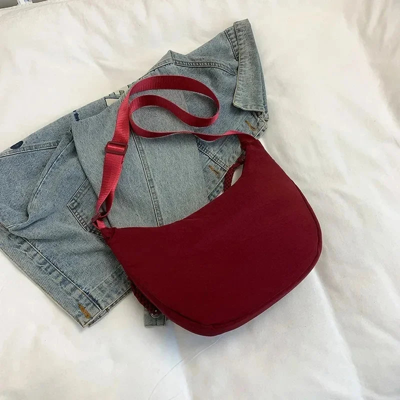 Women'S Simple Solid Color Canvas Dumpling Bag Casual