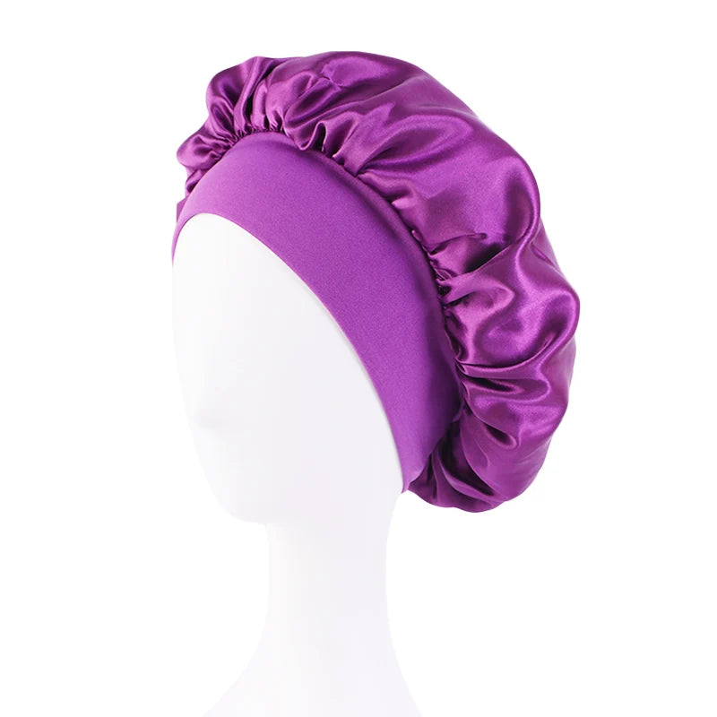 New Satin Wide Brim Nightcap Silky Bonnet Hair
