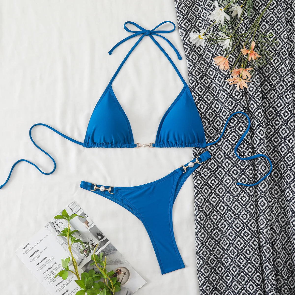Sexy Pearl Micro Bikini Women Two - Piece Swimsuit