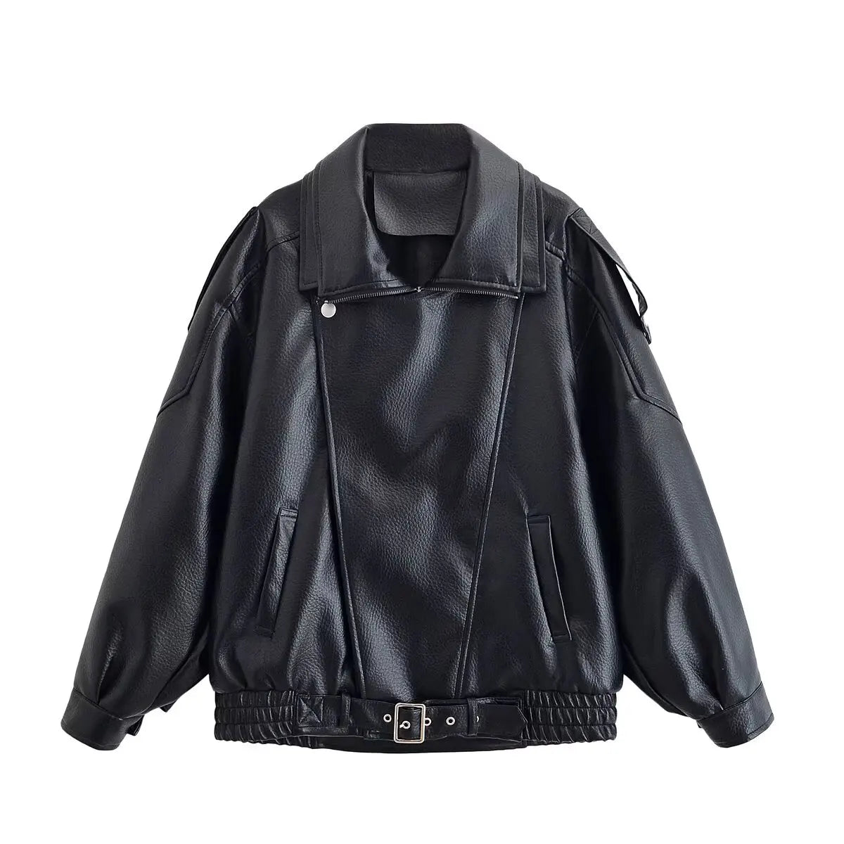 Women's Faux Leather Zip Jacket Streetwear Coat
