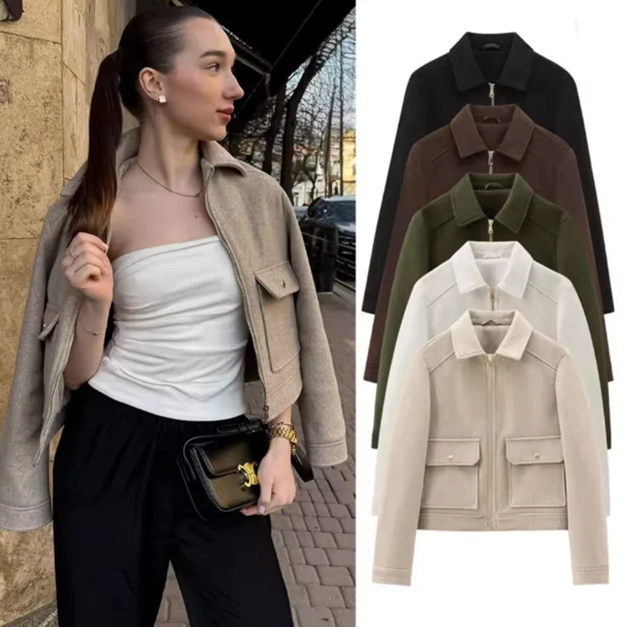 Women's Zipper Jacket Coat New Winter Long Sleeve