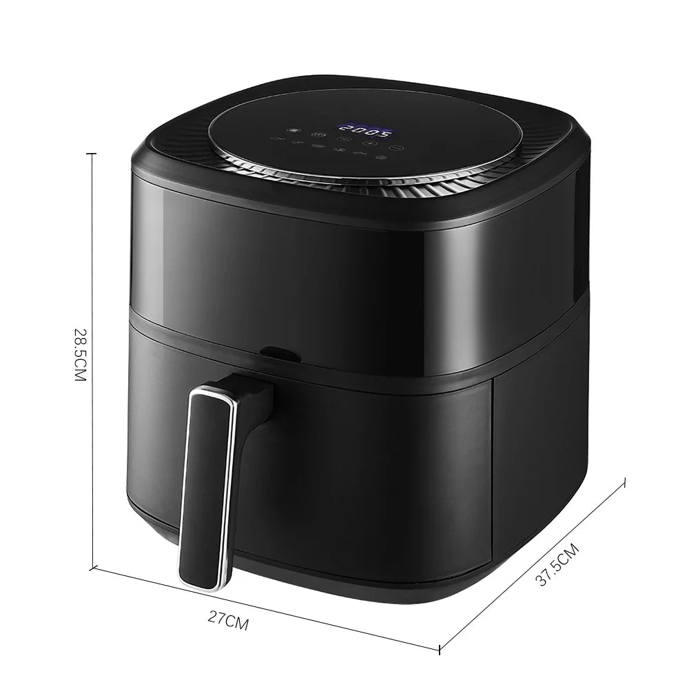 Friteuse à air chaud KOMORE 6L avec écran tactile intelligent, panier antiadhésif, minuterie de 60 minutes et température réglable de 80°C à 200°C
