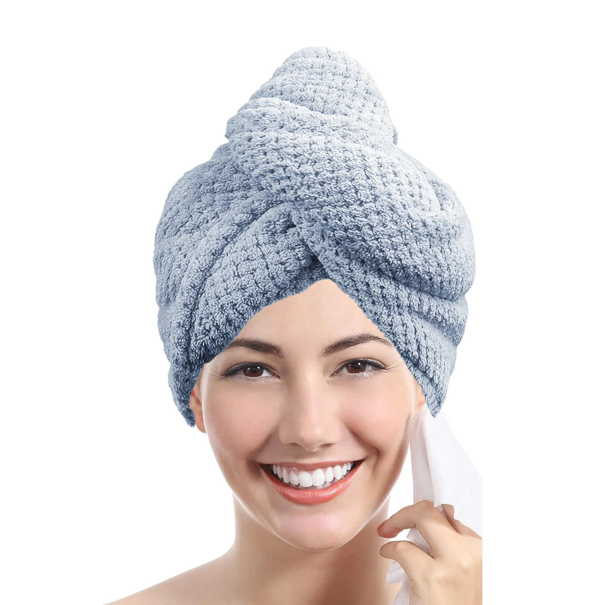 Solid color hair towel Textured dry hair cap 9.8