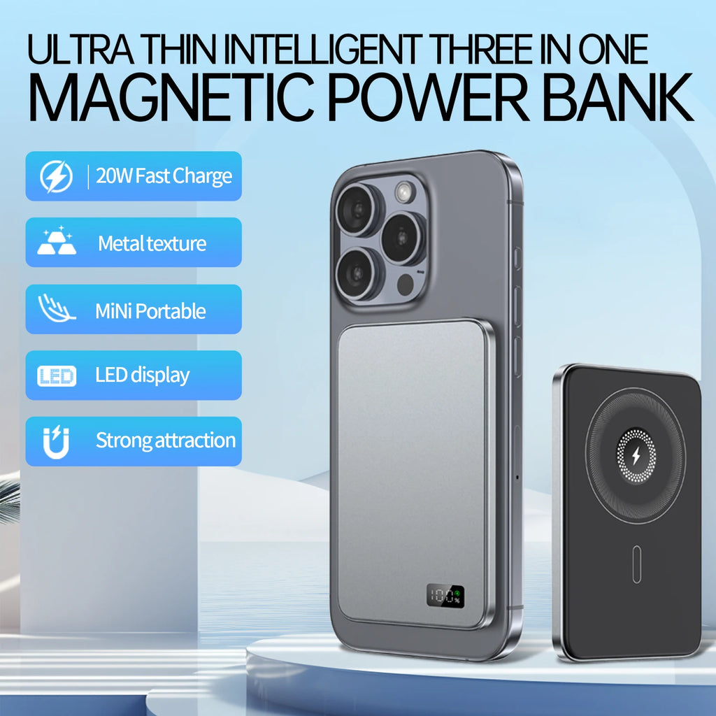 New Ultra thin Alloy Powerbank Magnetic Power